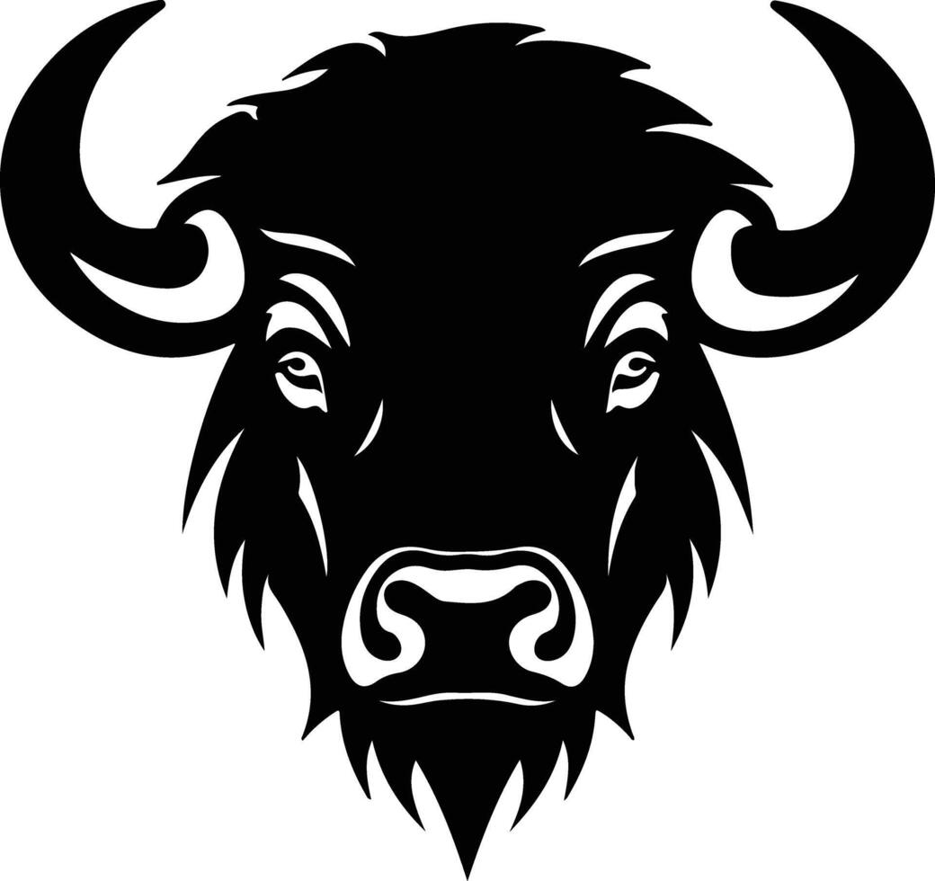 precious Black silhouette of buffalo head vector