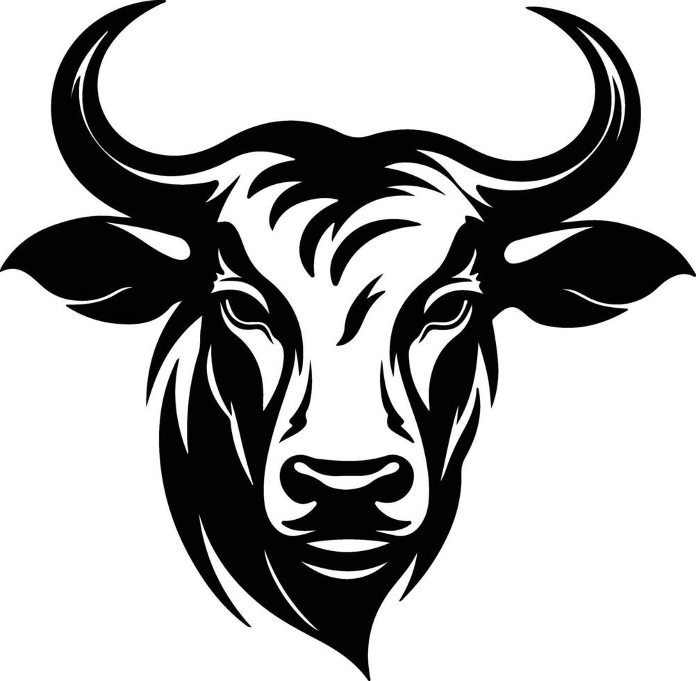 sweet Black silhouette of bull head vector