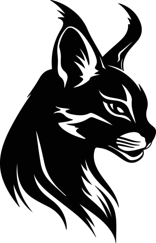sweet Black silhouette of caracal head vector