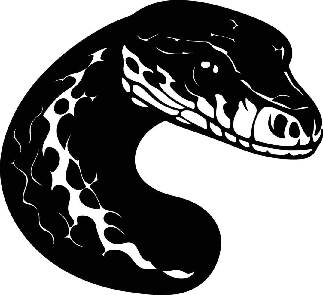 adorable Black silhouette of bull snake head vector