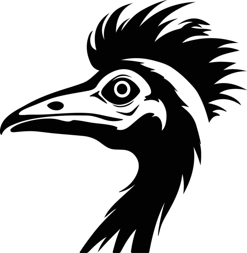 heartwarming Black silhouette of cassowary head vector