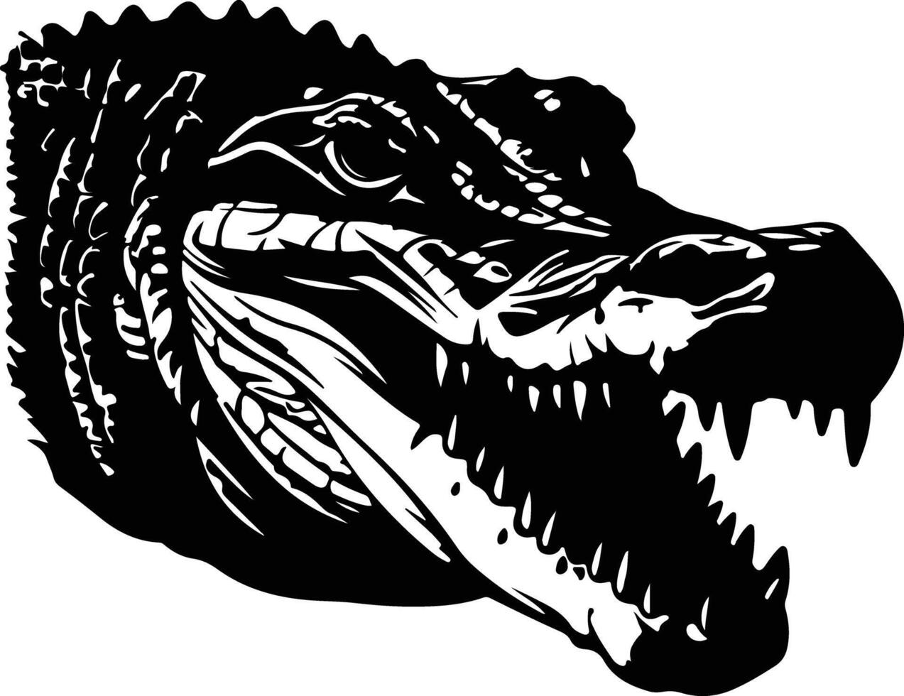 angelic Black silhouette of caiman head vector