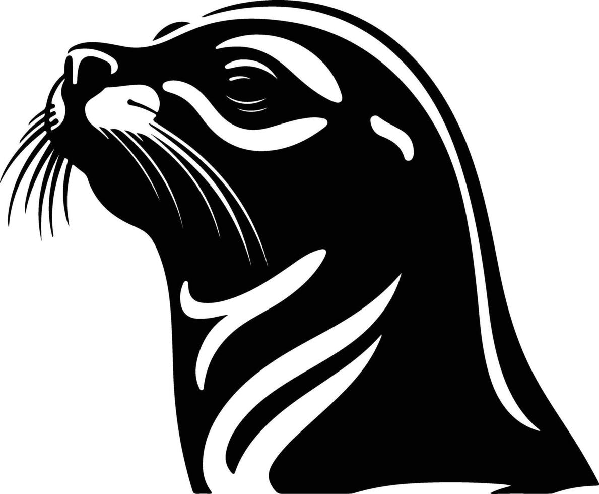 enchanting Black silhouette of California sea lion head vector