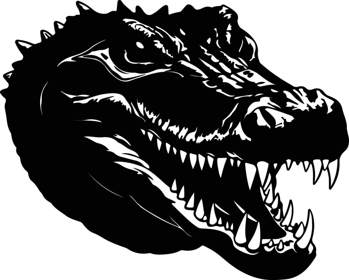 adorable Black silhouette of caiman head vector