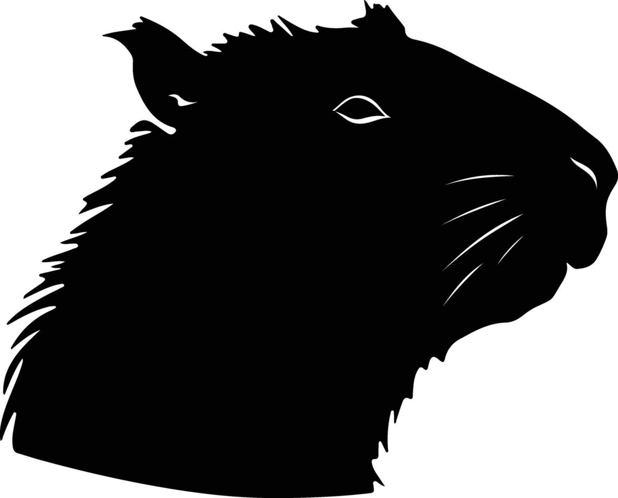 endearing Black silhouette of capybera head vector