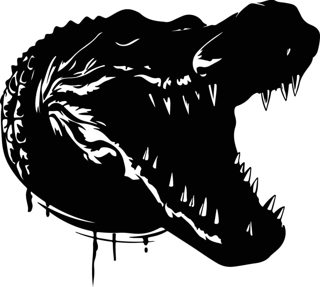 precious Black silhouette of caiman head vector
