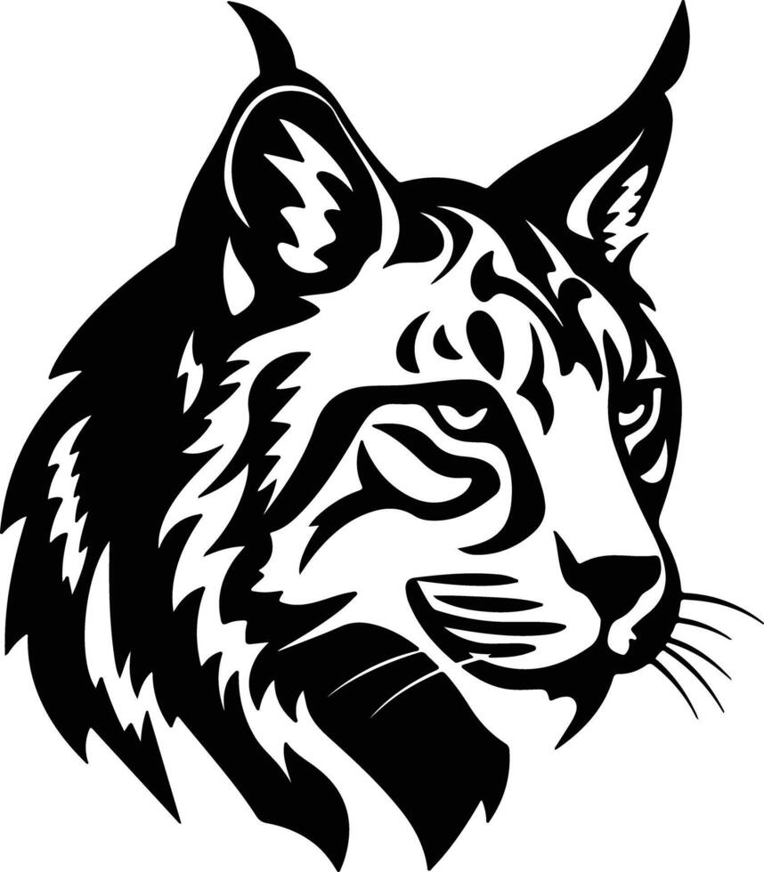 heartwarming Black silhouette of bobcat head vector
