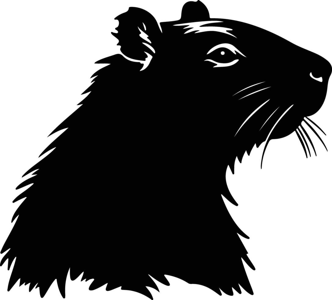 adorable Black silhouette of capybera head vector