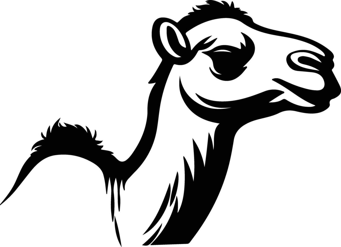 heartwarming Black silhouette of camel head vector