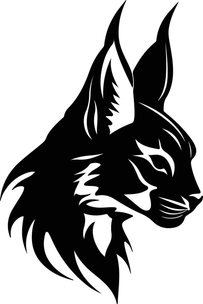 adorable Black silhouette of caracal head vector