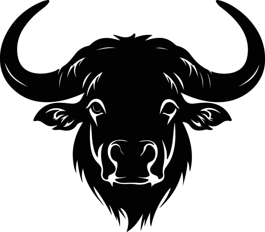 cuddly Black silhouette of cape buffalo head vector