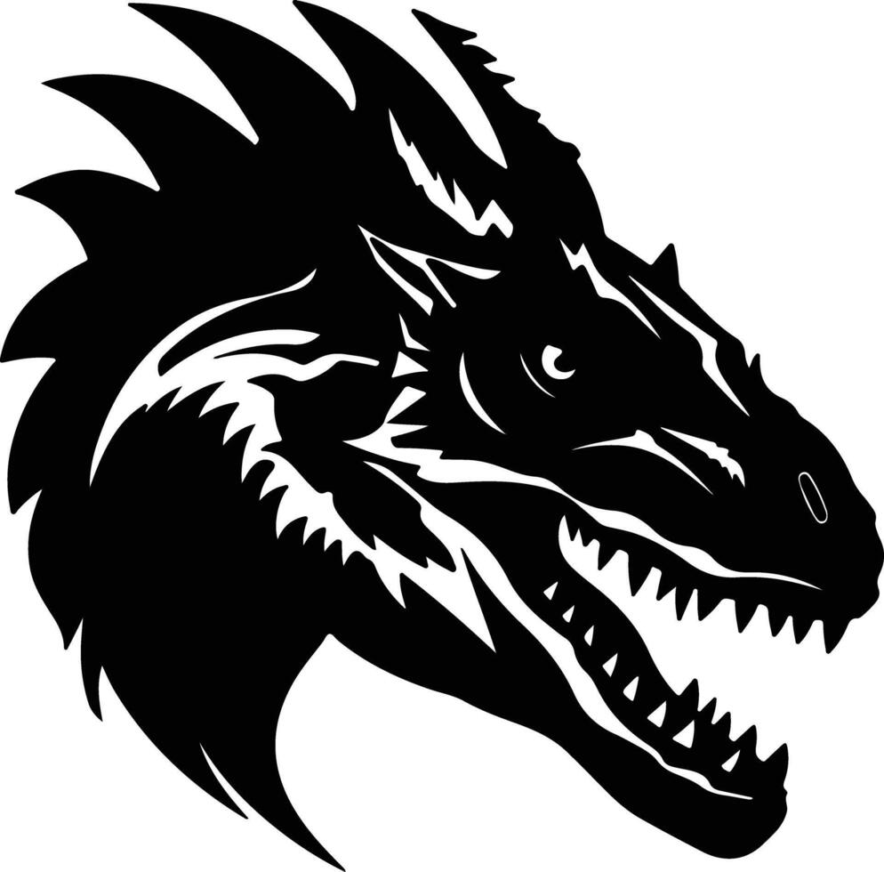 Black silhouette of Dilophosaurus head vector