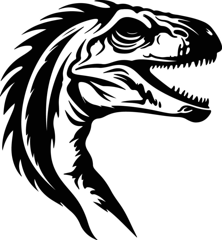 charming Black silhouette of Deinonychus head vector