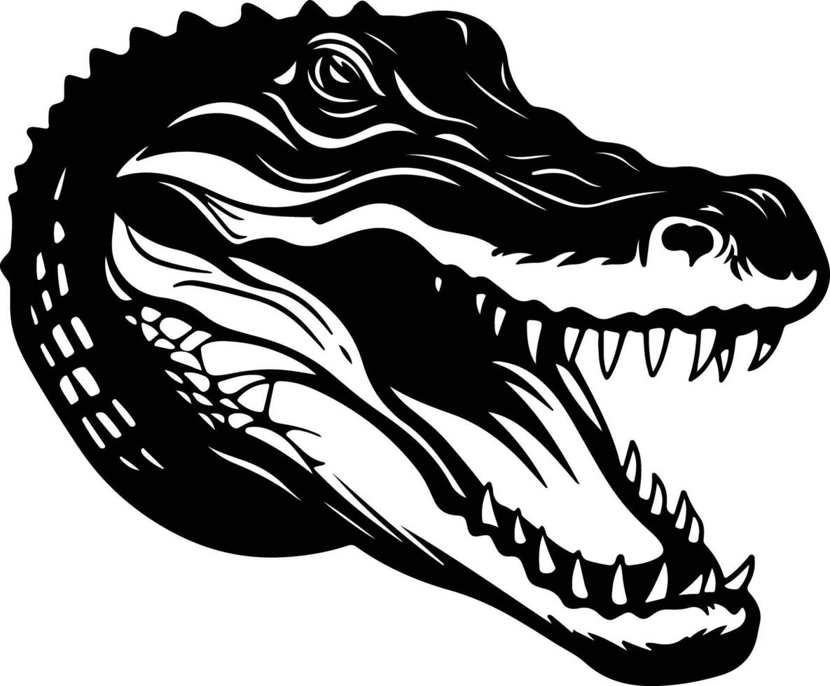 charming Black silhouette of crocodile head vector