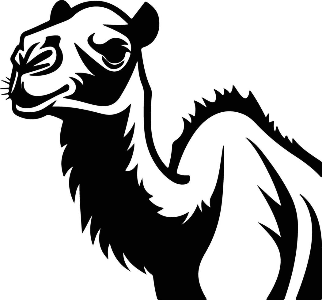 heartwarming Black silhouette of dromedary head vector