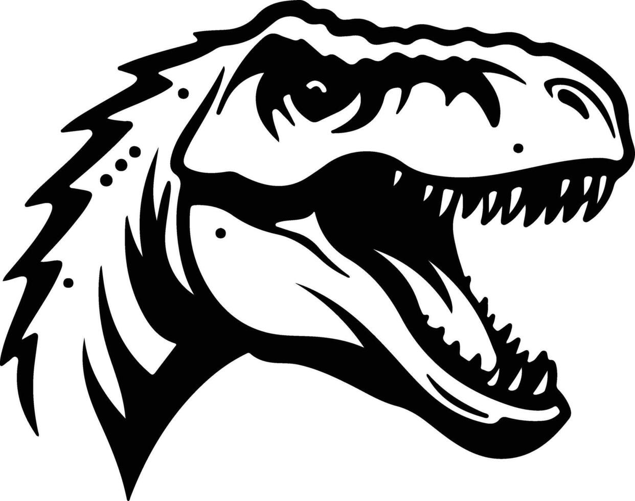 endearing Black silhouette of dinosaur head vector