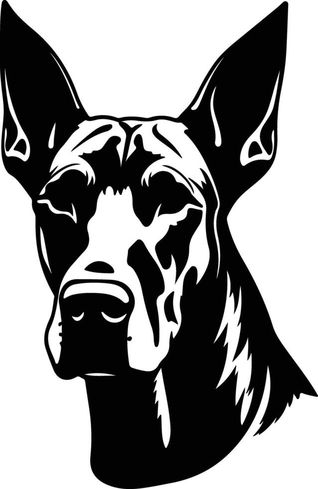 winsome Black silhouette of Doberman pinscher head vector