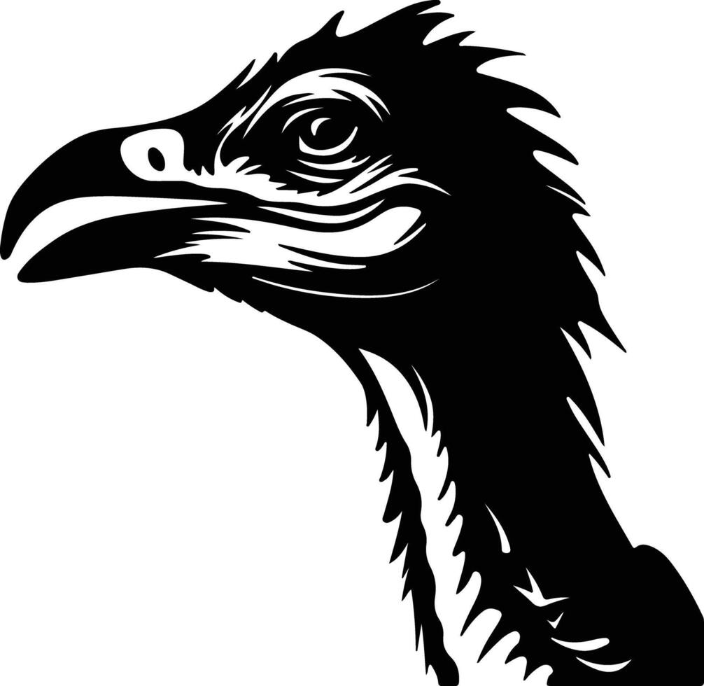adorable Black silhouette of Dinornis head vector