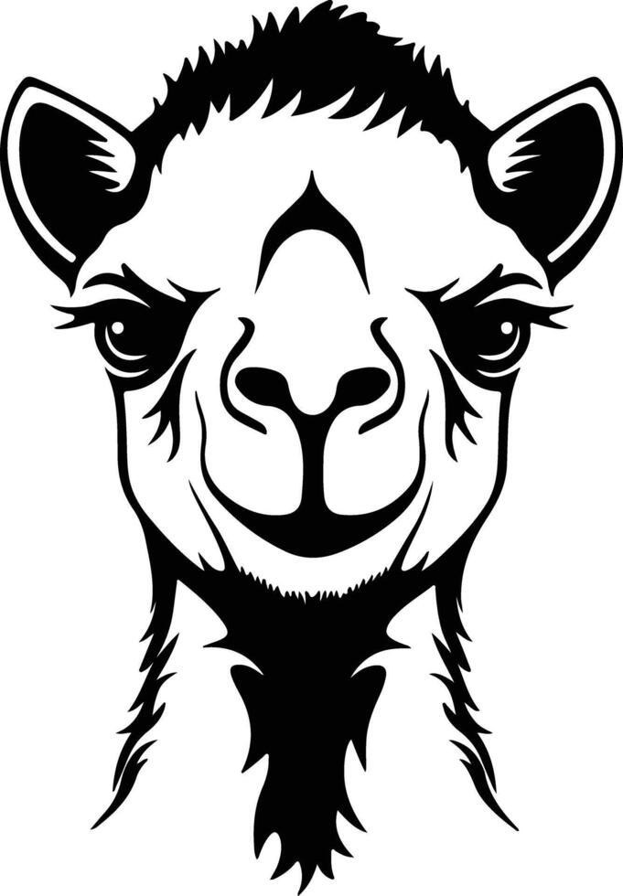 sweet Black silhouette of dromedary head vector