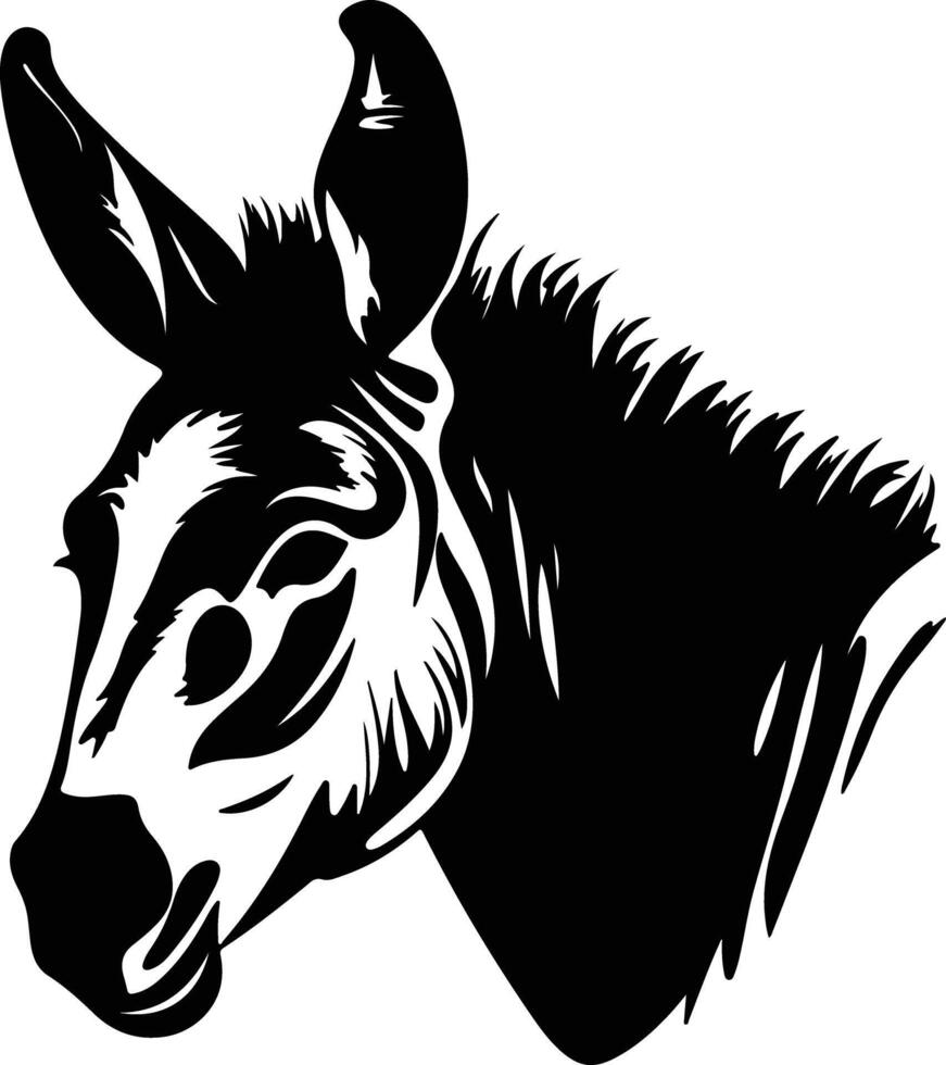 cuddly Black silhouette of donkey head vector