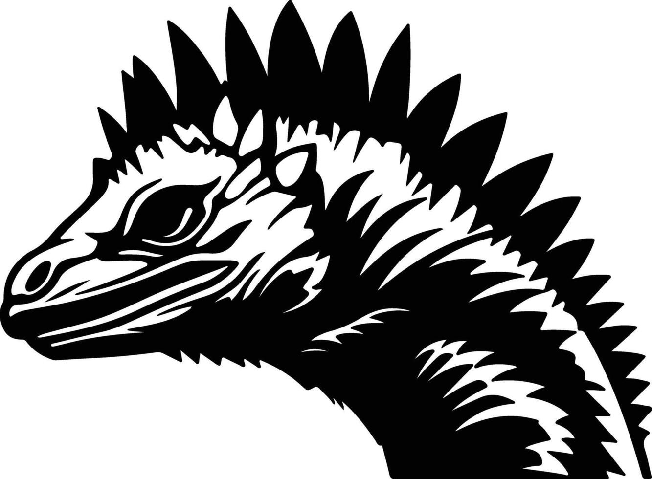 cuddly Black silhouette of Dimetrodon head vector
