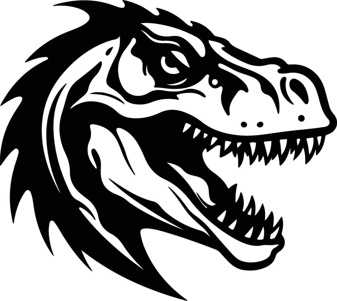 adorable Black silhouette of dinosaur head vector