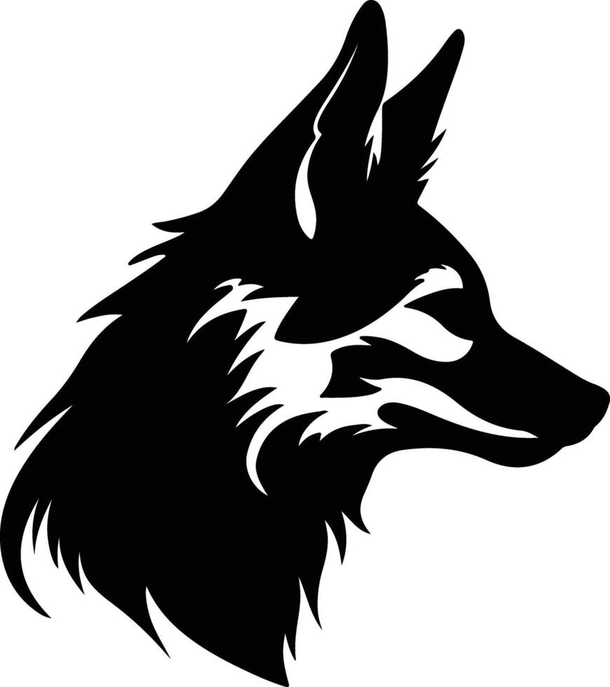 cuddly Black silhouette of dhole head vector