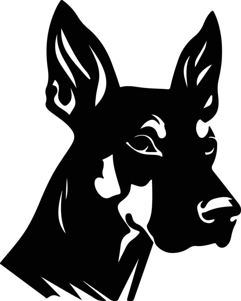 angelic Black silhouette of Doberman pinscher head vector