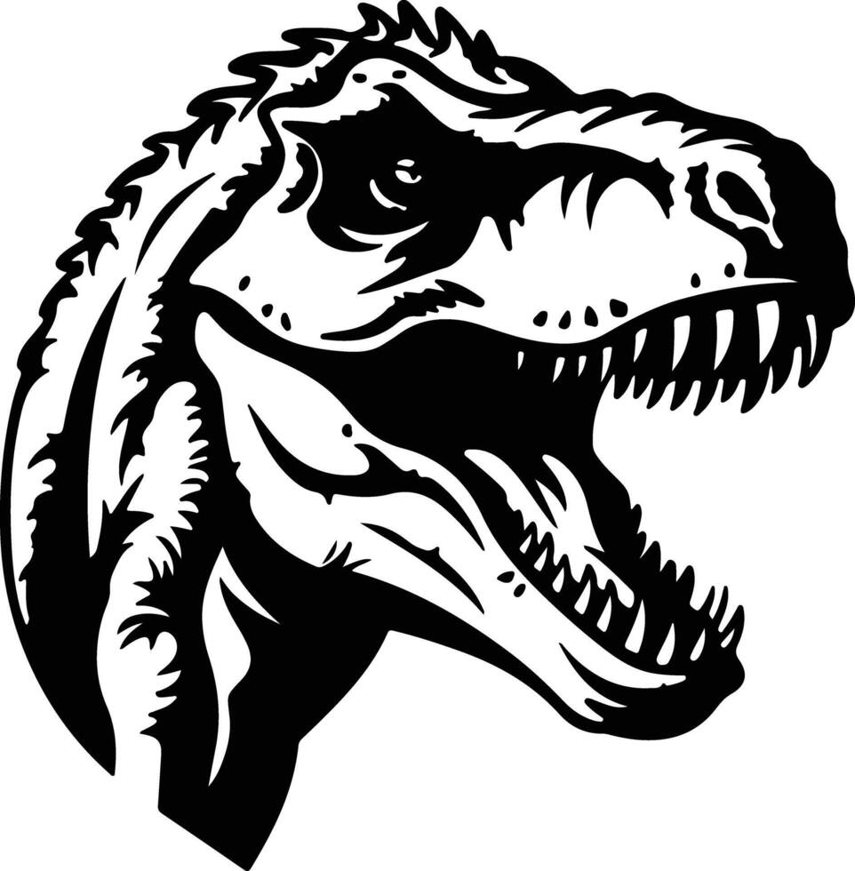 Black silhouette of dinosaur head vector