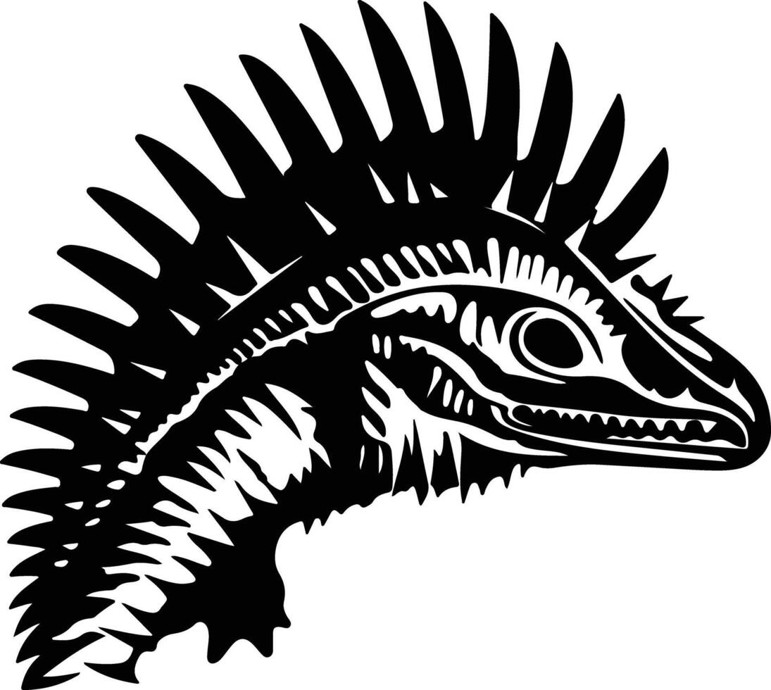 charming Black silhouette of Dimetrodon head vector