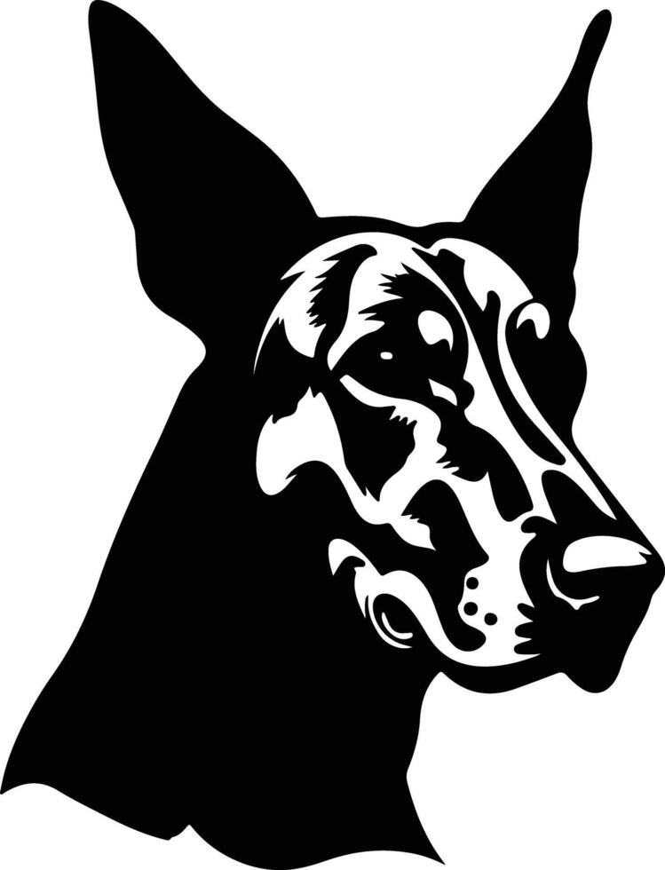 captivating Black silhouette of Doberman pinscher head vector