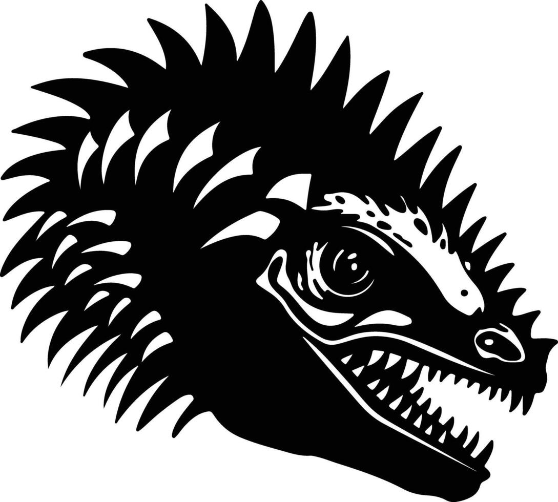 captivating Black silhouette of Dimetrodon head vector
