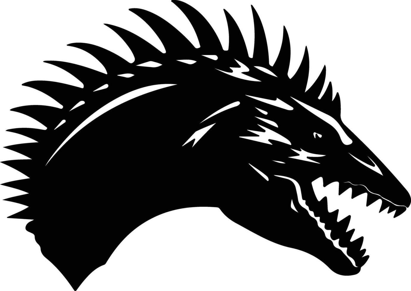 sweet Black silhouette of Dimetrodon head vector