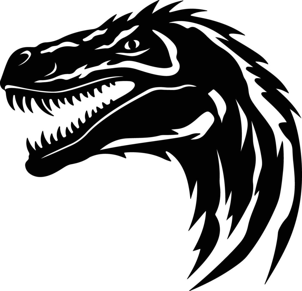 heavenly Black silhouette of Deinonychus head vector