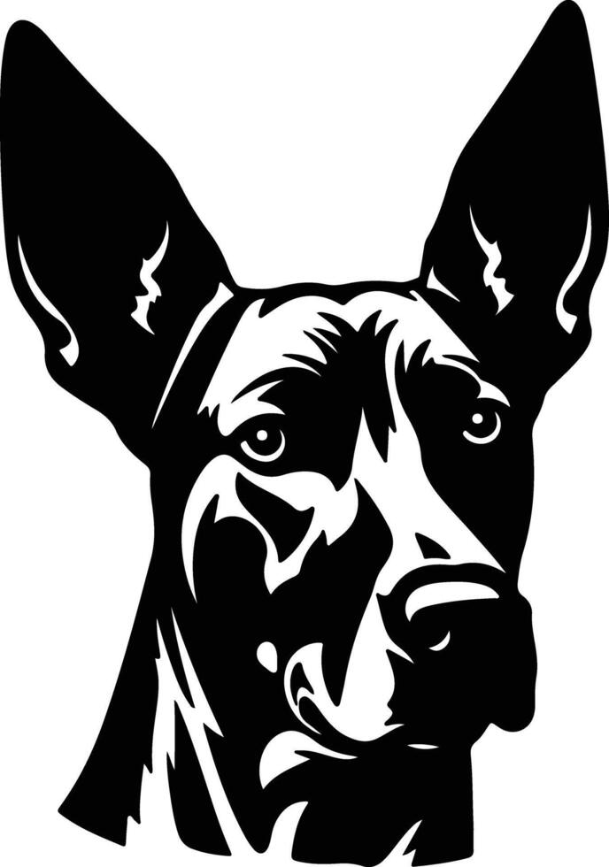 cuddly Black silhouette of Doberman pinscher head vector
