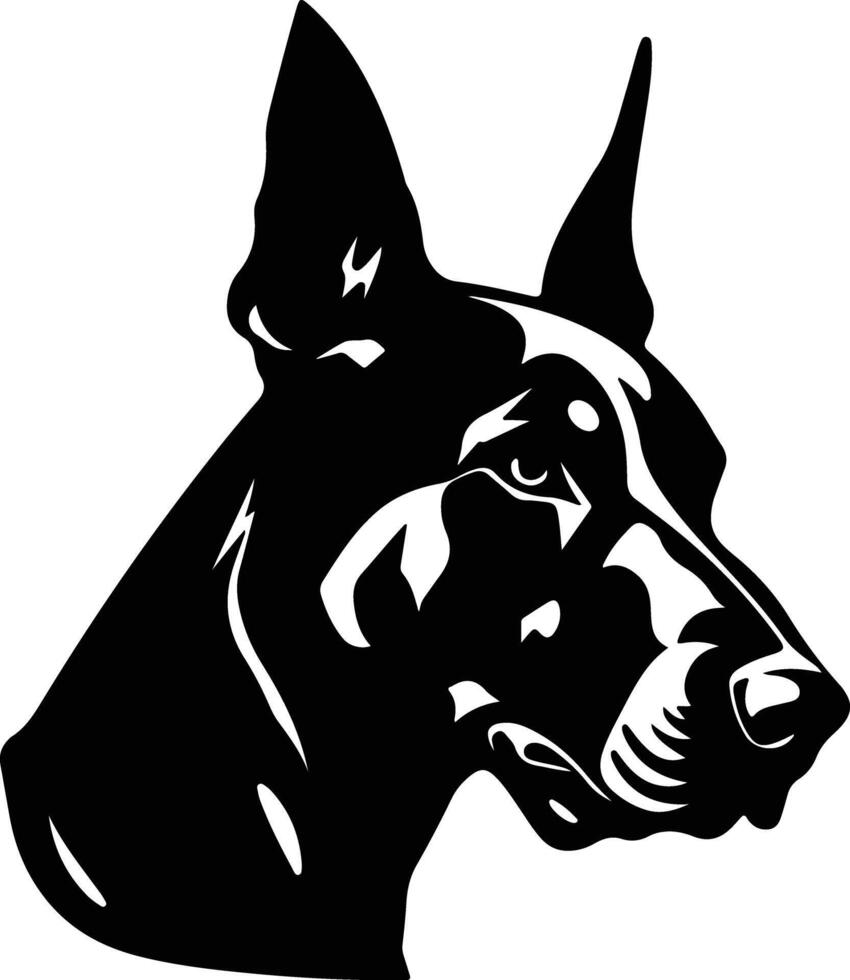 precious Black silhouette of Doberman pinscher head vector
