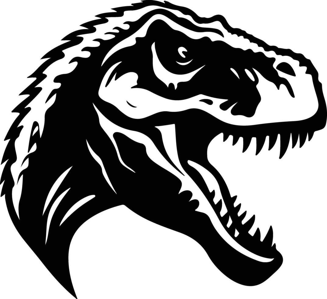 charming Black silhouette of dinosaur head vector