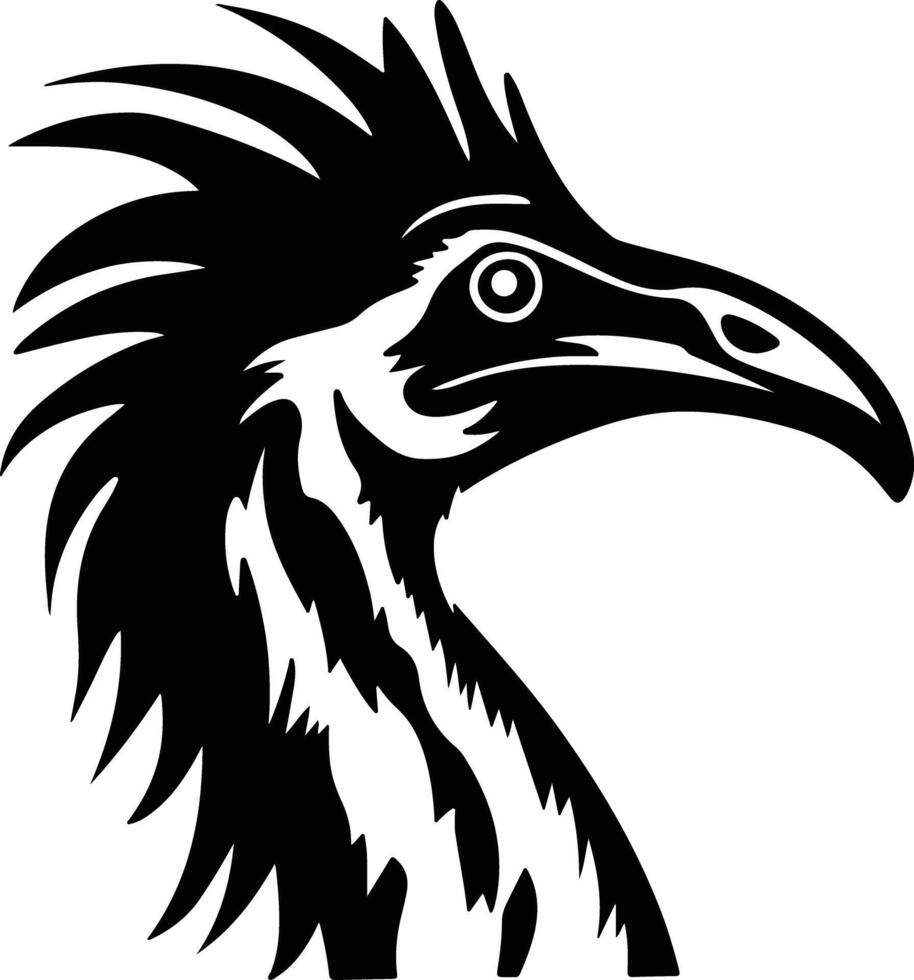 graceful Black silhouette of Dinornis head vector