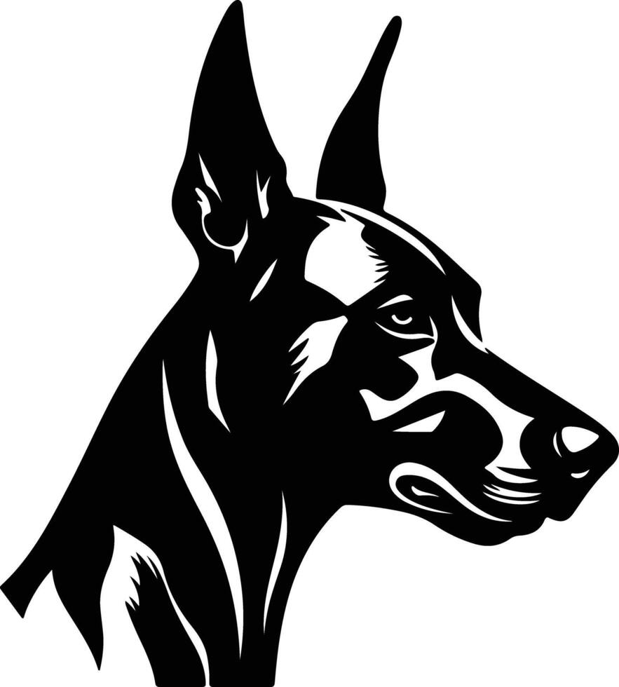 Black silhouette of Doberman pinscher head vector