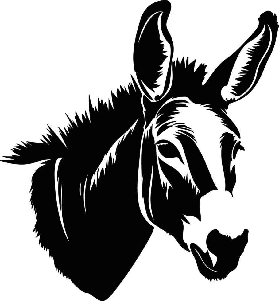 captivating Black silhouette of donkey head vector
