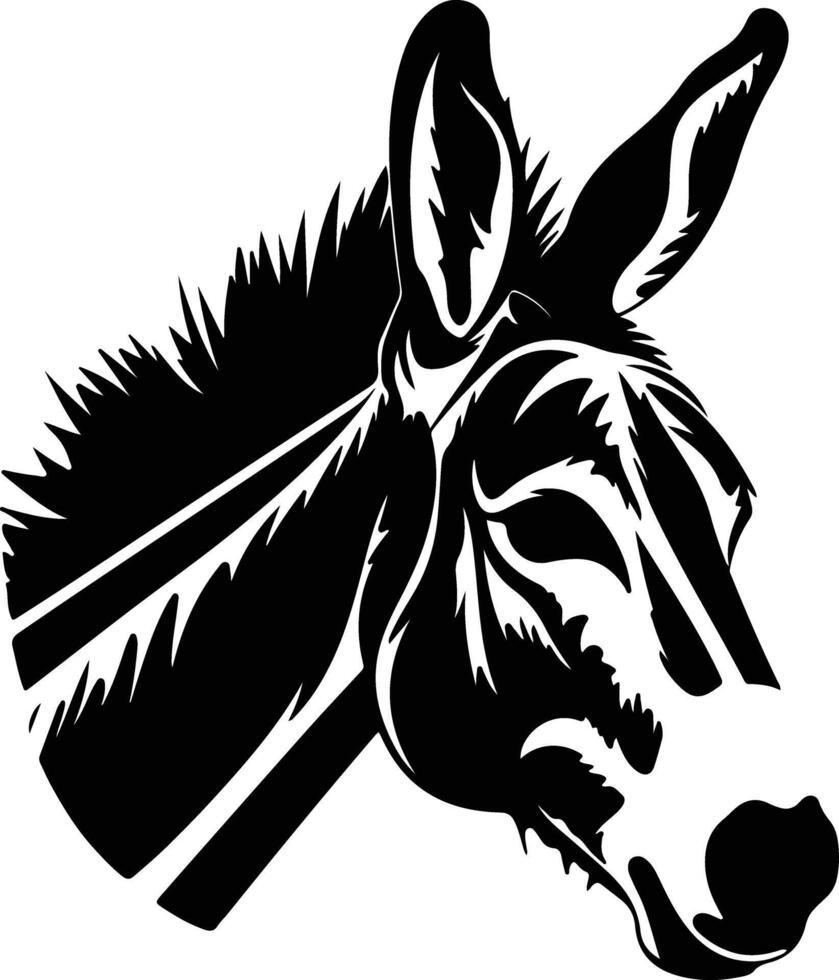enchanting Black silhouette of donkey head vector
