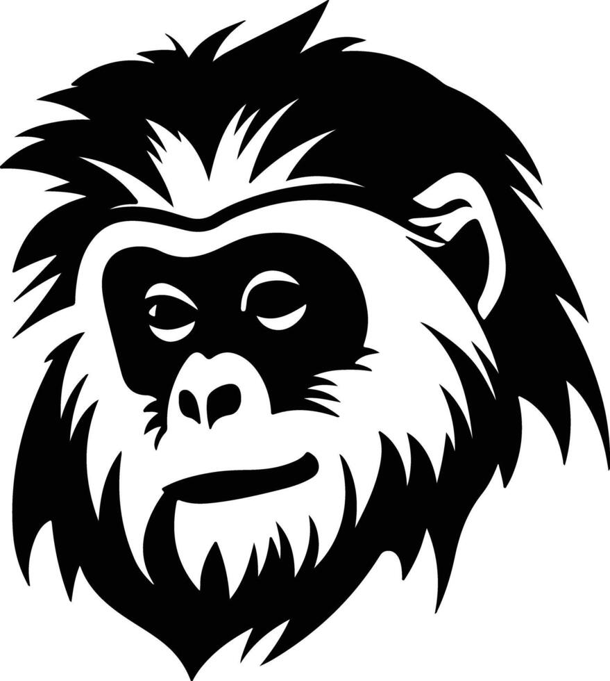 enchanting Black silhouette of gibbon head vector