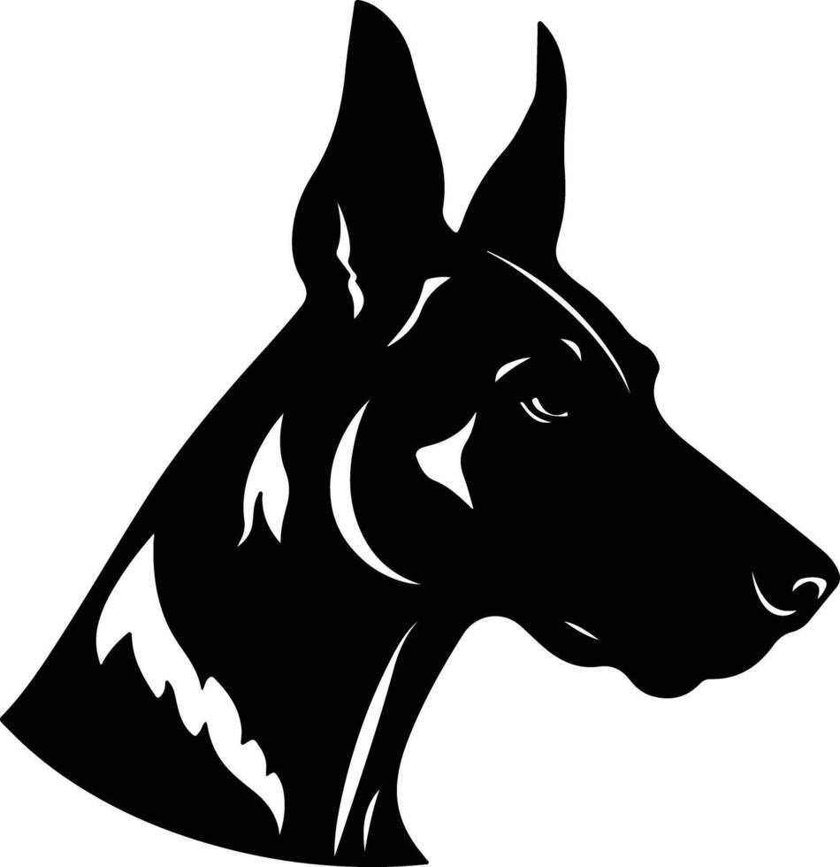 enchanting Black silhouette of Doberman pinscher head vector