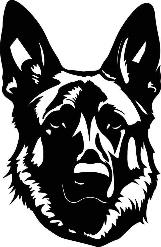 heartwarming Black silhouette of German shepherd head vector
