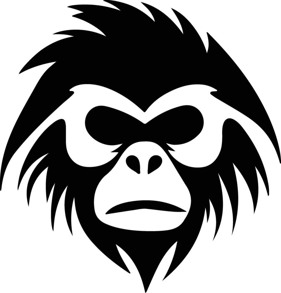 charming Black silhouette of gibbon head vector