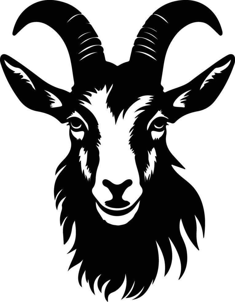 captivating Black silhouette of goat head vector