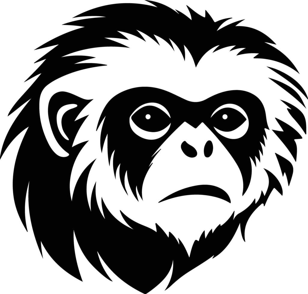 graceful Black silhouette of gibbon head vector