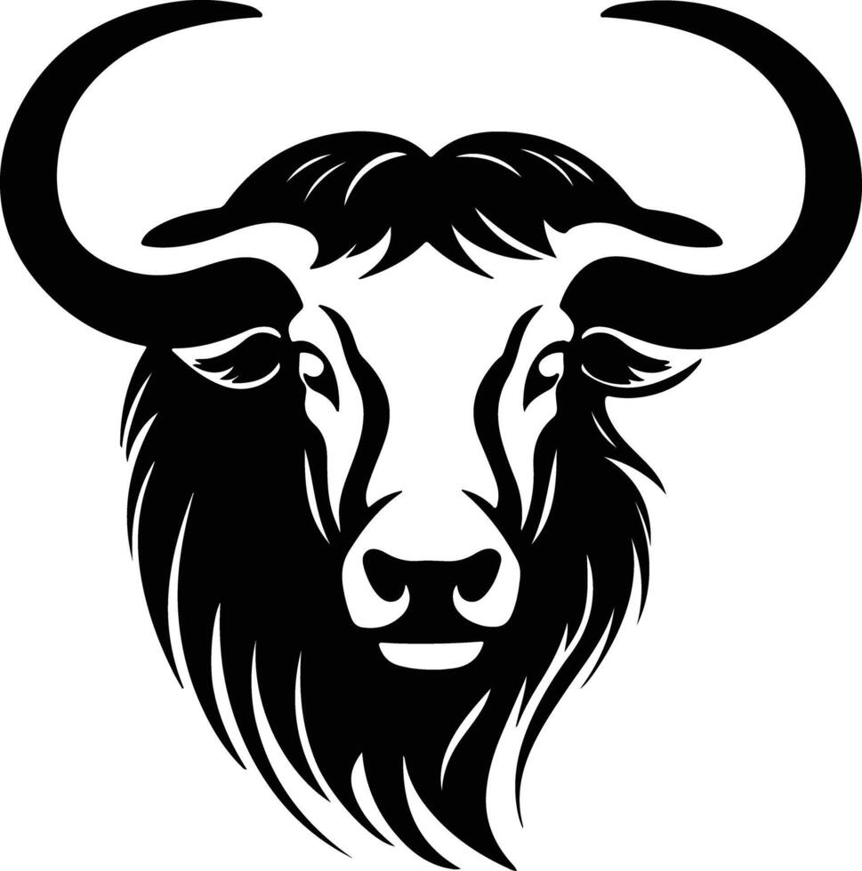sweet Black silhouette of gnu head vector