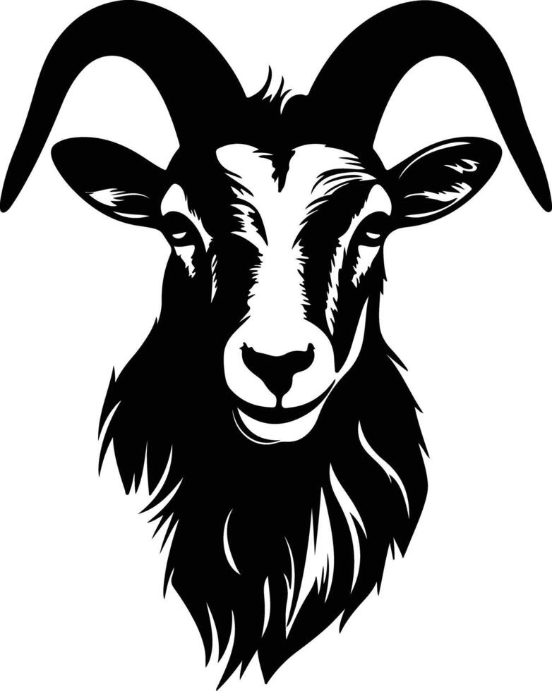 cuddly Black silhouette of goat head vector