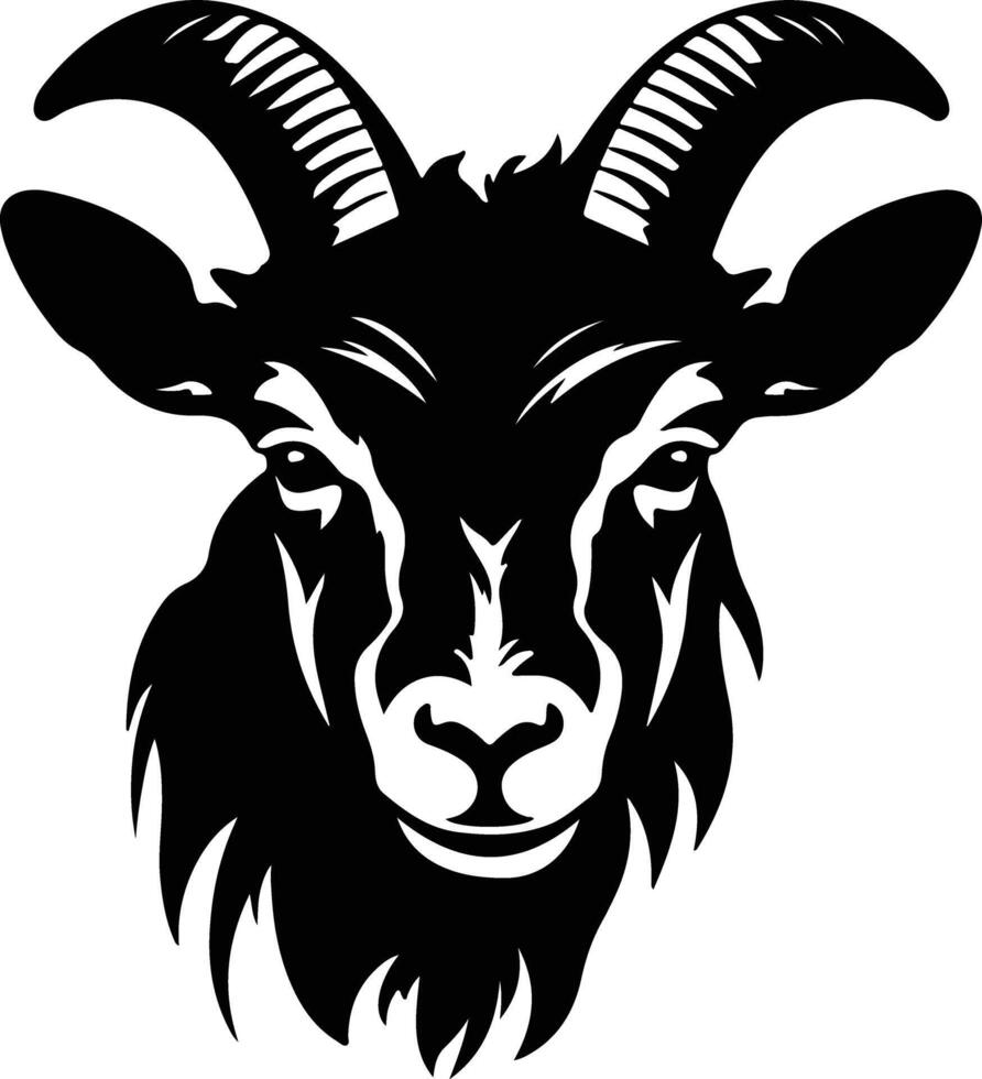 adorable Black silhouette of goat head vector